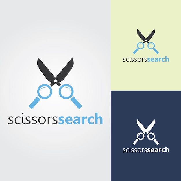 Vettore logo di ricerca a forbice