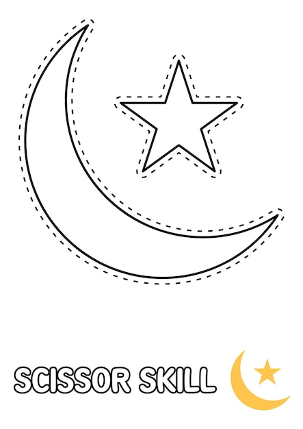 아이들을 위한 Eid Moon의 가위 스킬 페이지