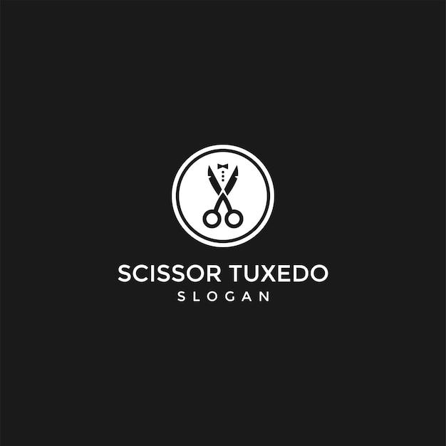 scissor and tuxedo icon barber logo flat modern design