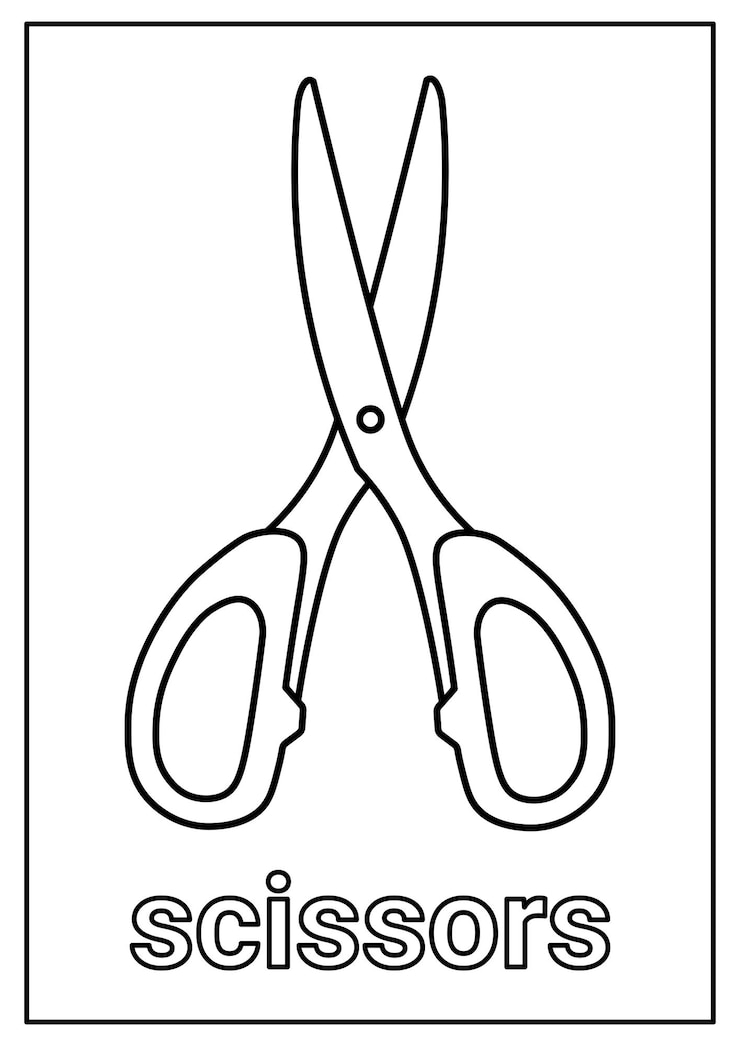 Vector scissors coloring page for kids