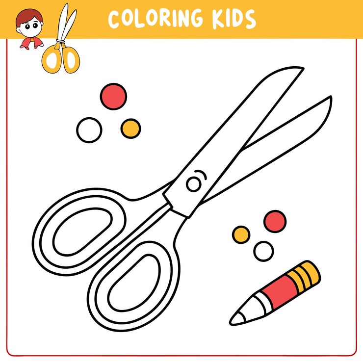 Vector scissors coloring page for kids