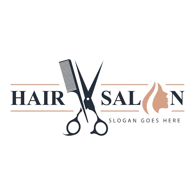 Scissors and comb icon salon logo design template hairstyle vector illustration