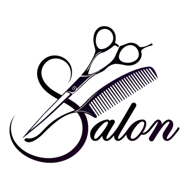 Vector scissors and comb stylist silhouette design for a beauty salon