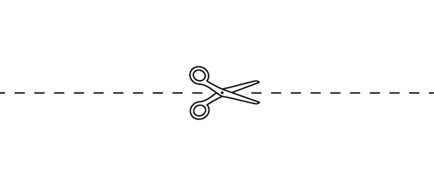 Bordo del buono di ritaglio delle forbici tagliare il nastro con la forbice isolata cesoia con linea di taglio a trattino