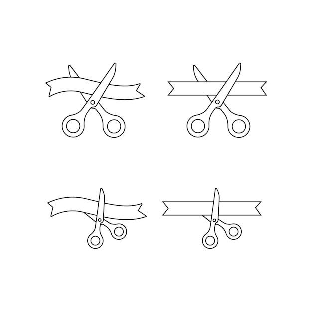 Ножницы перерезают ленту Торжественное открытие набора символов инаугурации