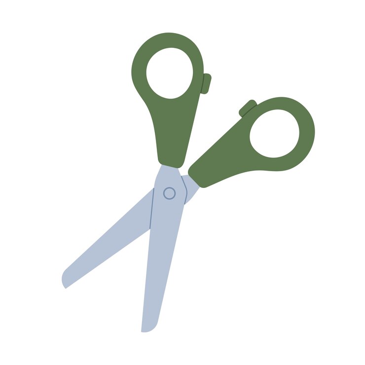 Scissors Cutting tool with round holes and blades Flat isolated vector illustration
