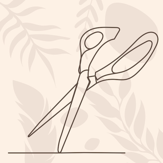 Scissors drawing in one continuous line