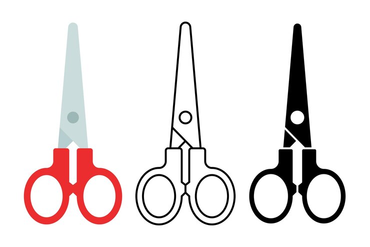 Vector scissors flat outline glyph