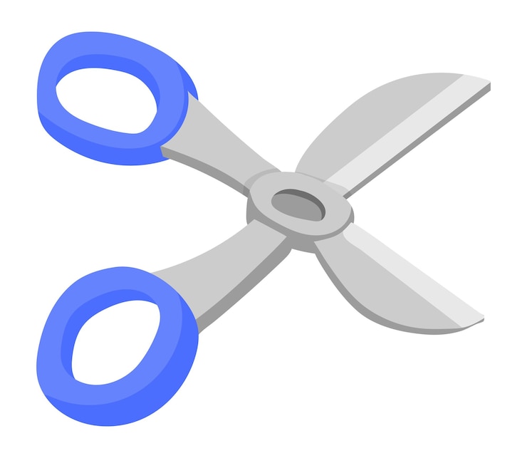 Vector scissors icon blue plastic kid cutting tool