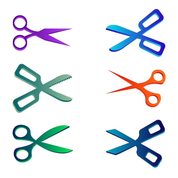 Scissors icon set 3d