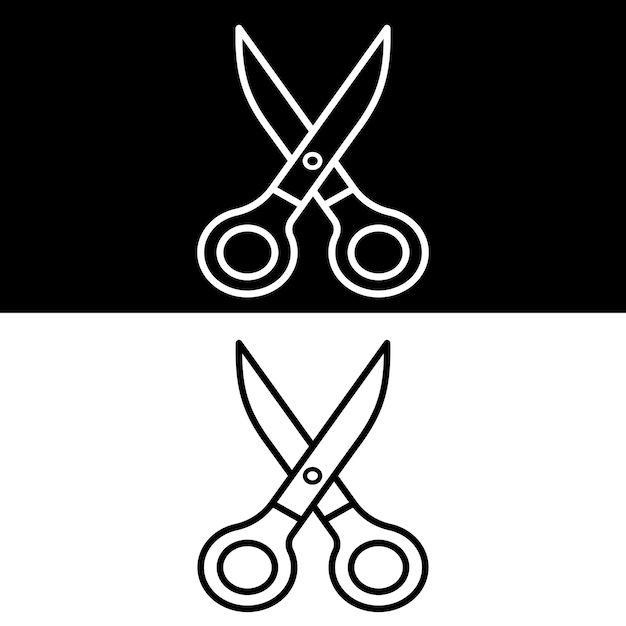 Scissors Icon Vector Black and White Version Design