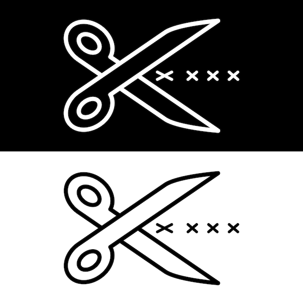 Scissors Icon Vector Black and White Version Design