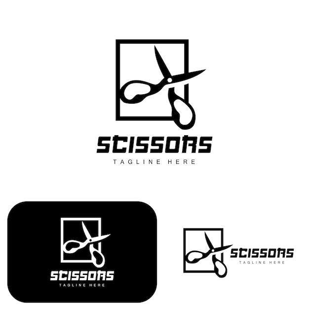 Scissors Logo Cutting Tools Vector Barbershop Razor Scissors Simple Design Illustration Template Icon