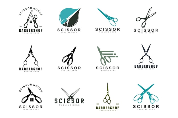 Vector scissors logo design barbershop shaver vector babershop scissors brand illustration