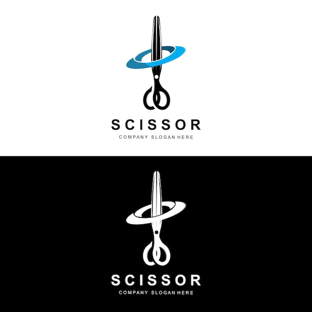 Scissors Logo Design Vector Illustration Cutting Tool Icon Sticker Banner And Barber Company Brand