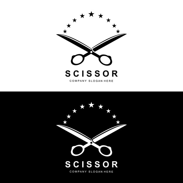 Scissors Logo Design Vector Illustration Cutting Tool Icon Sticker Banner And Barber Company Brand