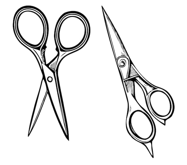 Scissors retro schets met de hand getekend in doodle stijl vector illustratie