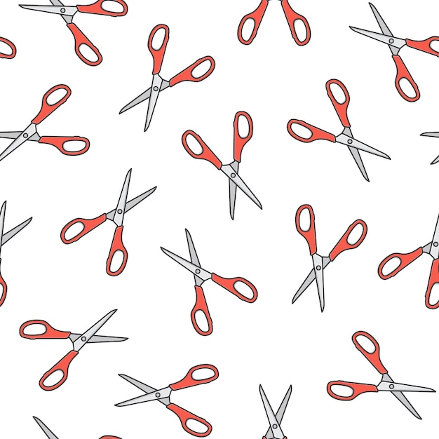 Scissors Seamless Pattern On A White Background. Scissors Theme Illustration