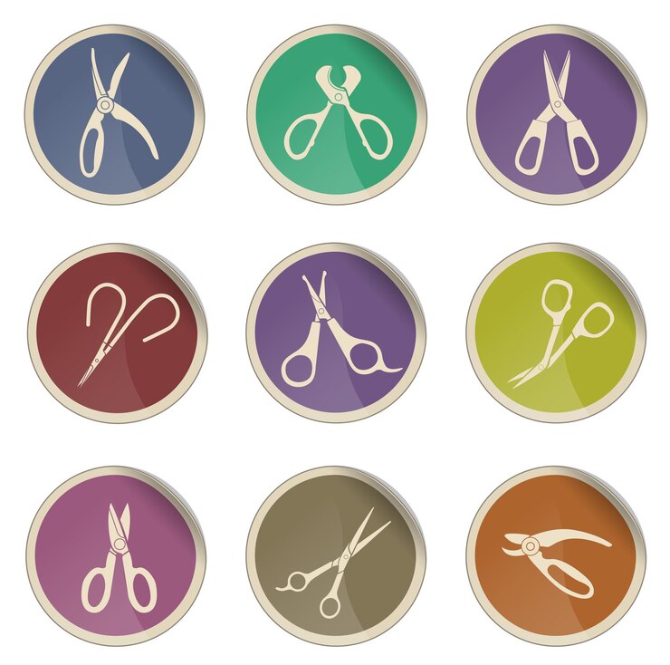 Vector scissors silhouette simple vector icon set