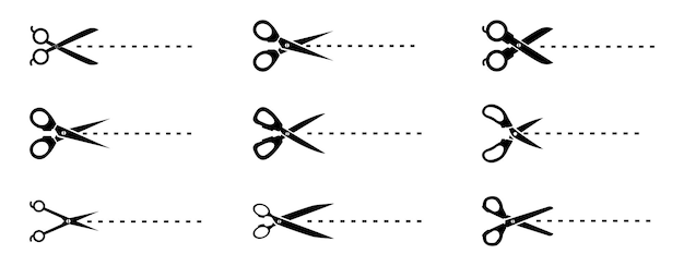 scissors silhouttes flat style isolated on white background