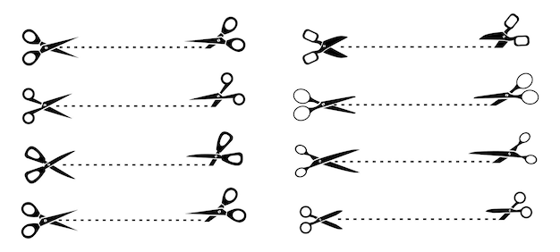 scissors silhouttes flat style isolated on white background