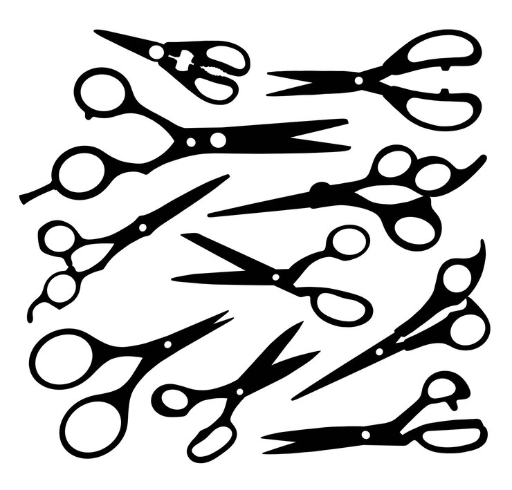 Vector scissors tool for barbershop silhouette
