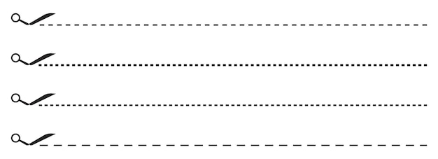 벡터 절단 된 점선 터 일러스트레이션 컬렉션과 함께 가위