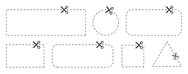 カットラインのはさみは、輪郭の簡単なベクトル図に沿ってクーポンをカットします