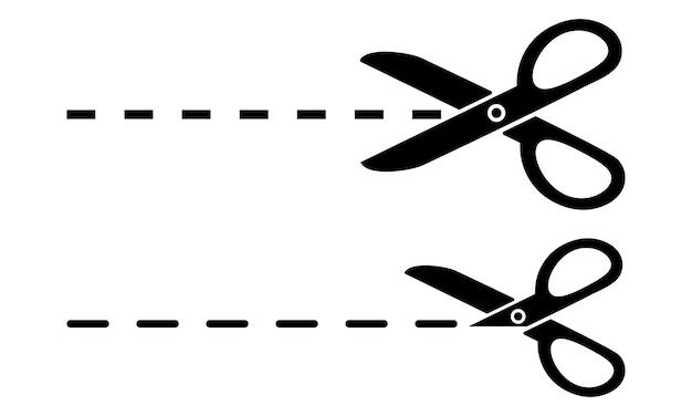 Vettore forbici con set di linee di taglio