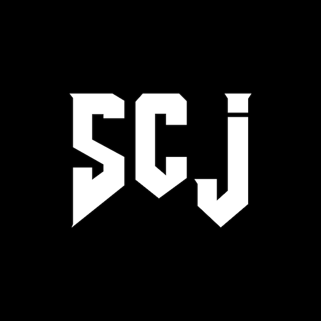 SCJのロゴデザイン 黒と白の色の組み合わせ SCJロゴ SCJベクトル SCJデザイン SCJアイコン SCJアルファベット SCJタイポグラフィー