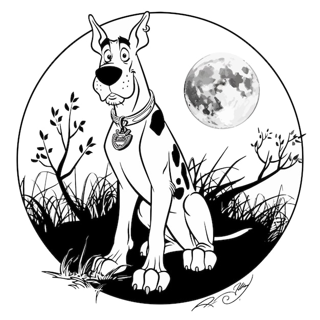 Vector scooby_doo_zwart_wit_vector_illustratie