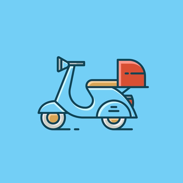 Consegna della bici dello scooter illustrazione vettoriale piatta design semplice spedizione minimalista consegna espressa