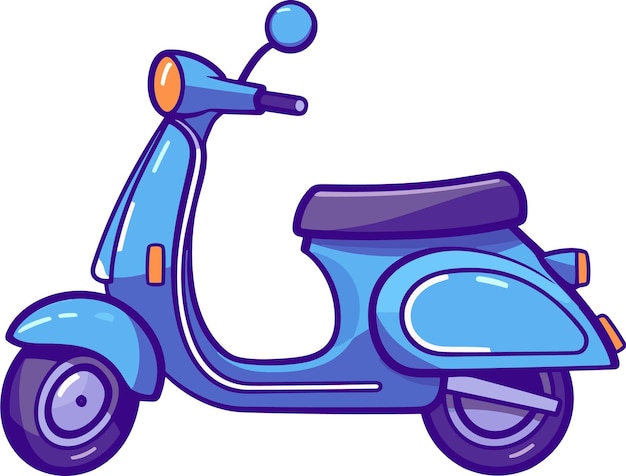 Scooter cartoon icon illustration motorcycle vehicle icon concept isolated