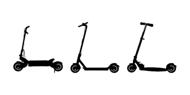 Vector scooter collection with silhouette style