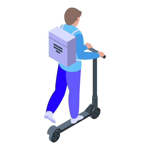 Scooter deliver icon isometric vector Courier delivery Fast express