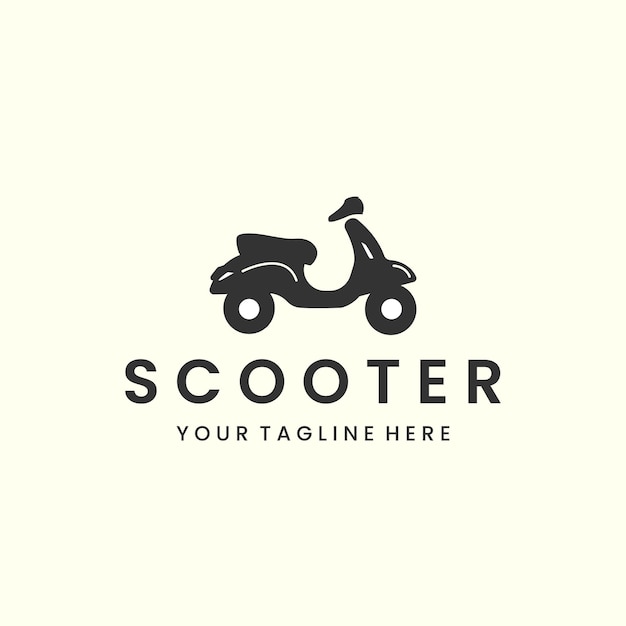 Scooter kant geconfronteerd met vintage stijl logo pictogram sjabloon ontwerp motorfiets Skootamota Autoped vectorillustratie