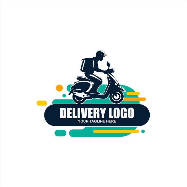 Logo dello scooter con icona di motocicletta di velocità e consegna