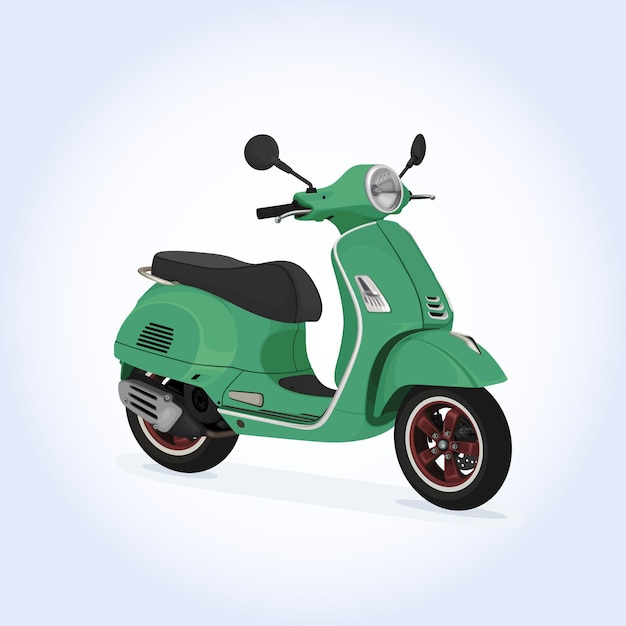 Scooter matic green moto vector illustration