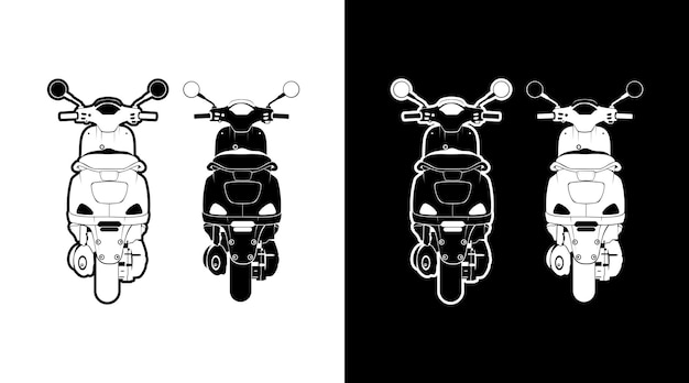 Scooter matic motorcycle back view detailed vehicle vector illustration outline icon Design