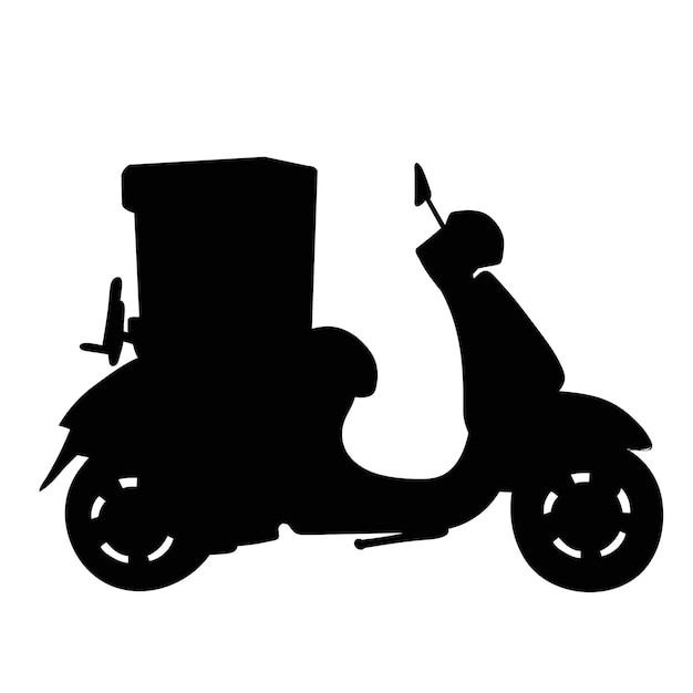 scooter moped delivery silhouette on white background vector