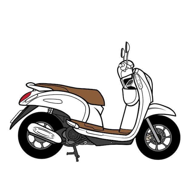 Scooter motorcycle side view cartoon