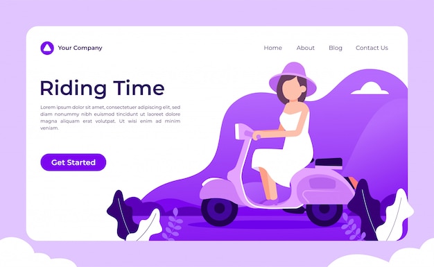 Вектор landing riding time landing page