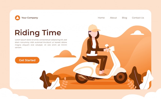 Вектор landing riding time landing page