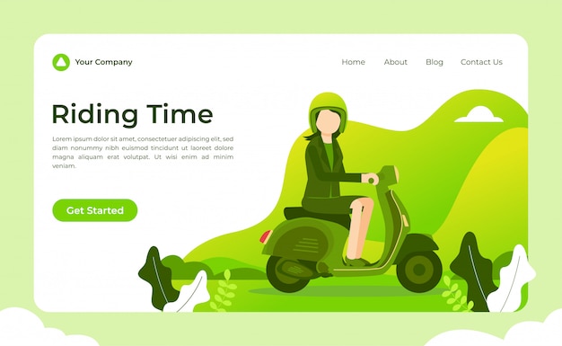 Вектор landing riding time landing page