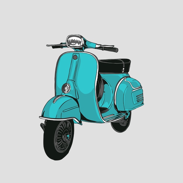 Vettore scooter illustrazione vettoriale stile vintage retrò