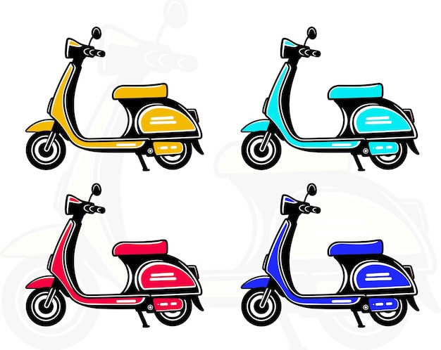 スクーター ベスパ オートバイ図面イラスト