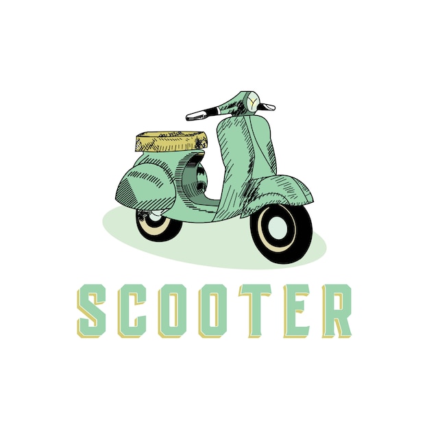 Vector scooter vintage stijl ontwerpconcept