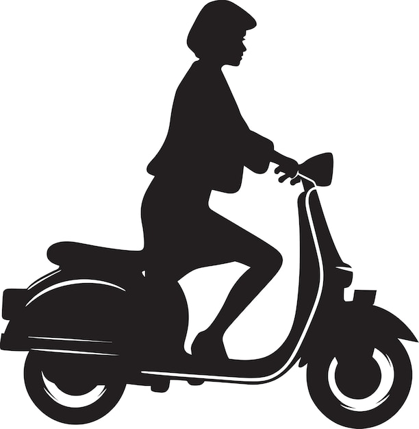 Scooterista Silhouette Vector Monochrome Mark Urban Scooterista Stijl Zwart Emblematisch Icon