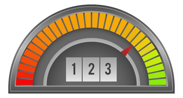 Vector score indicator icoon halve cirkel kleurmeter.