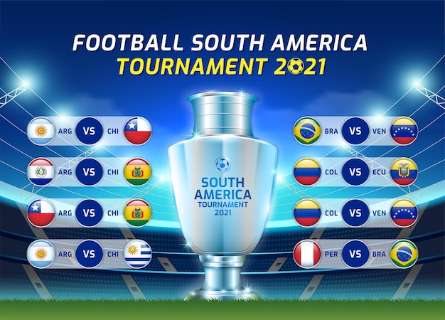 Il tabellone segnapunti trasmette il torneo di calcio sudamericano 2021